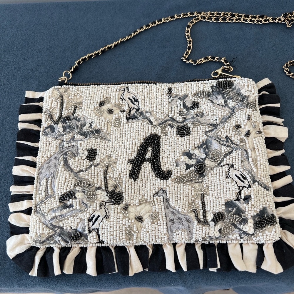 Anna Harlow Russo x Anthropologie Beaded Crossbody Monogrammed A